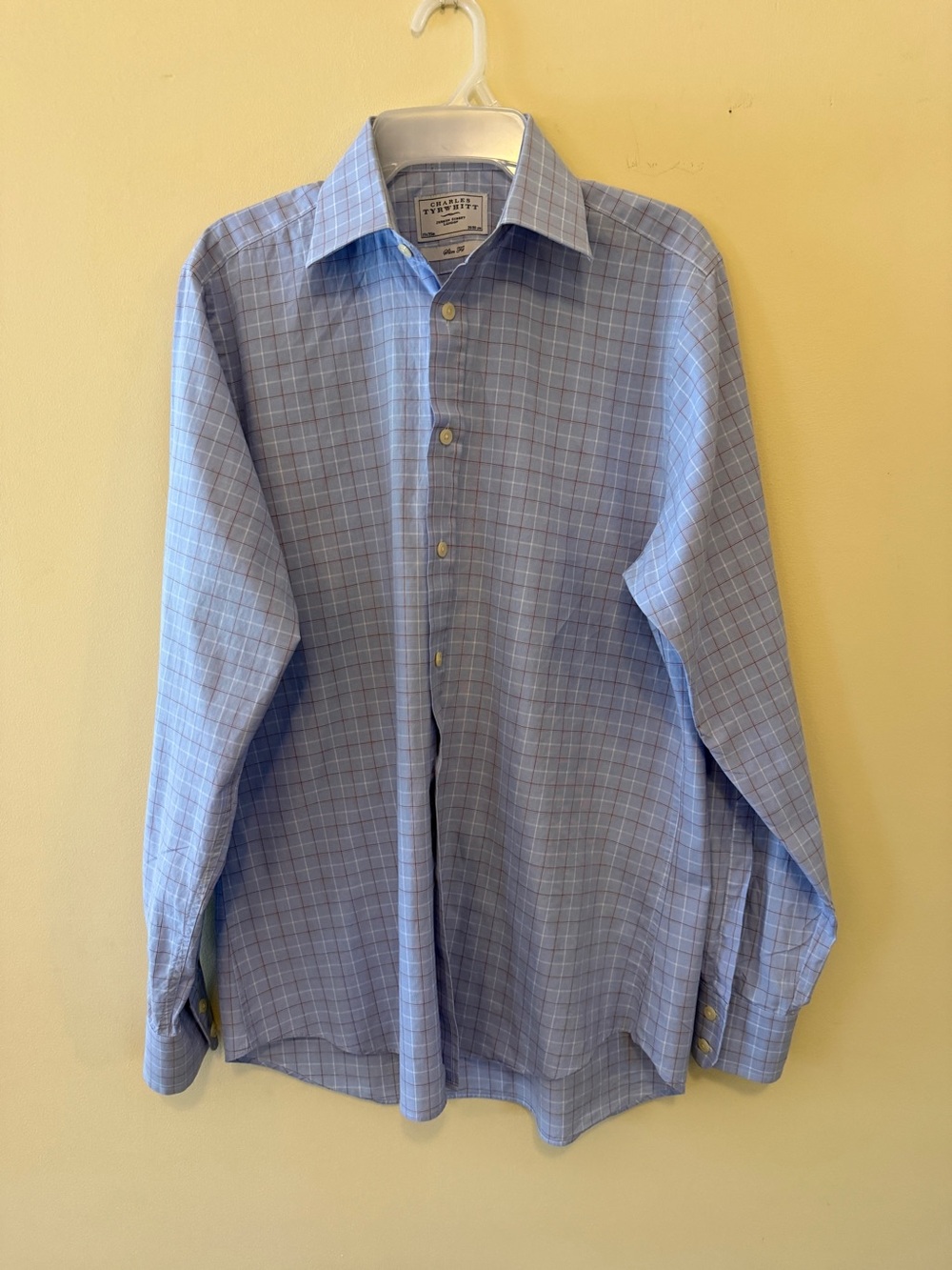 Charles Tyrwhitt Blue Windowpane Dress Shirt 15.5 - Picture 3 of 10
